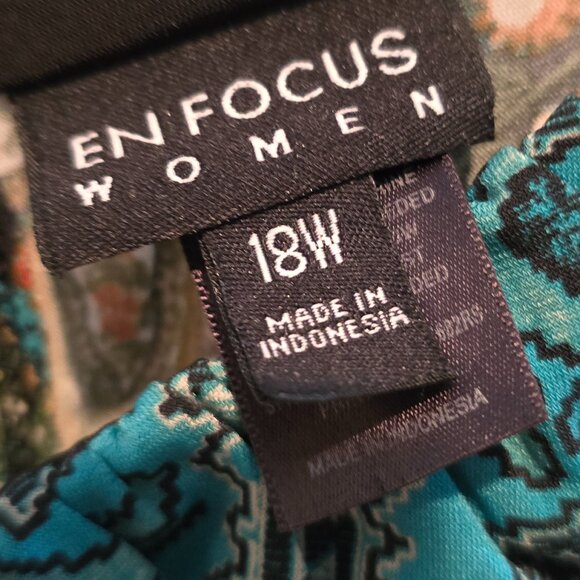 EnFocus Studio Women Long Colorful Dress Blue & Green Size 18W - Picture 11 of 12